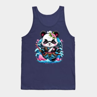 Japanese Samurai Panda Tattoo, Kawaii Ninja Panda Tank Top